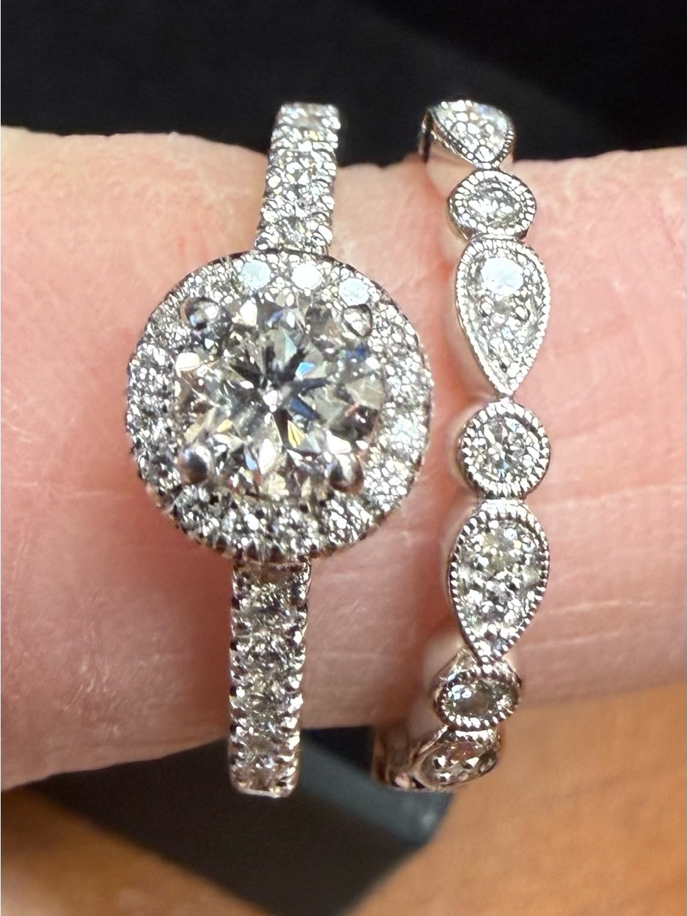 NATURAL Diamonds Engagement Ring and Wedding Band GORGEOUS